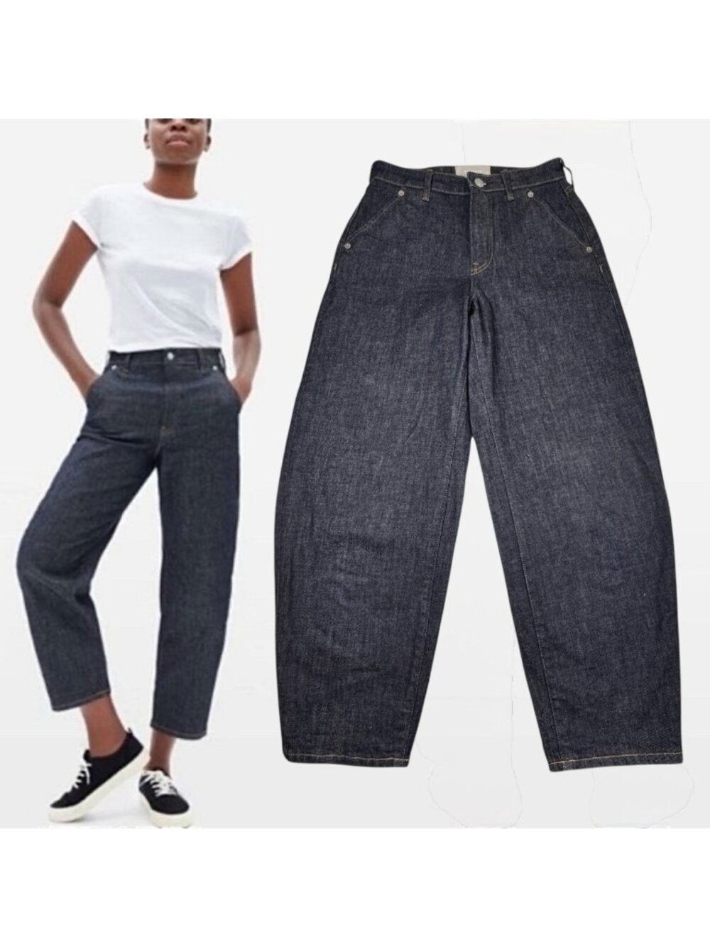 Everlane Dark Indigo Cropped Wide-Leg Jeans